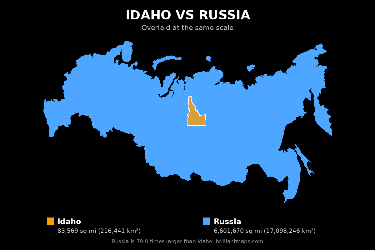 Idaho vs Russia Size Comparison Map