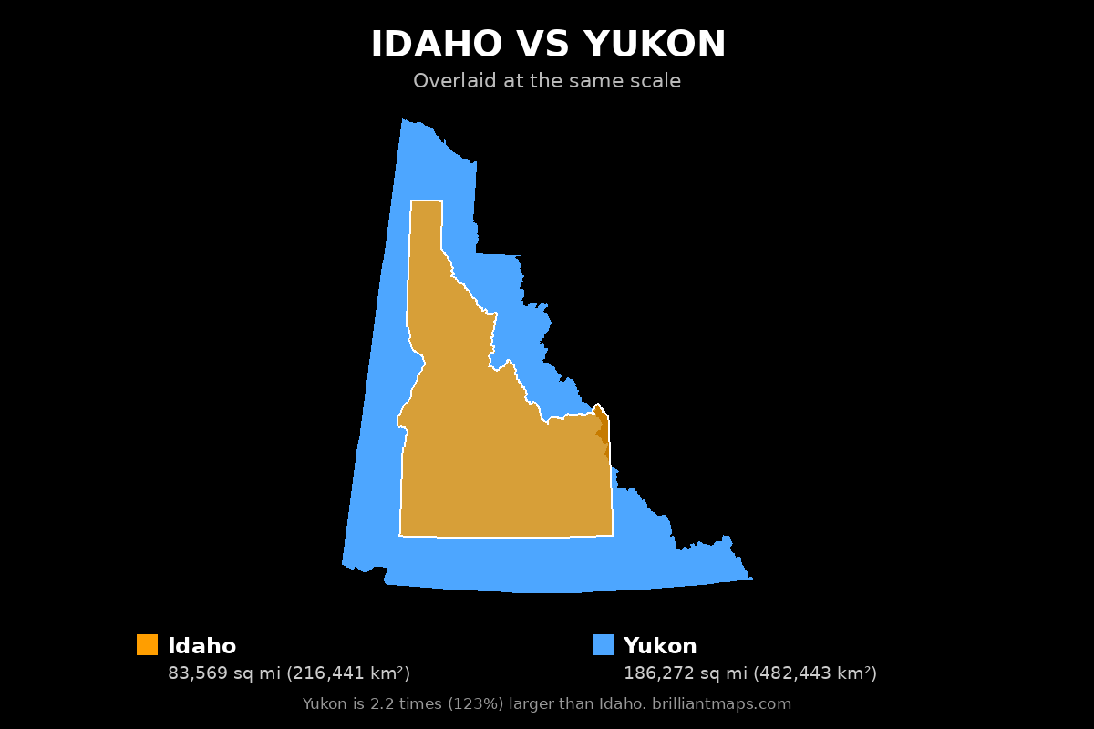 Idaho vs Yukon Size Comparison Map