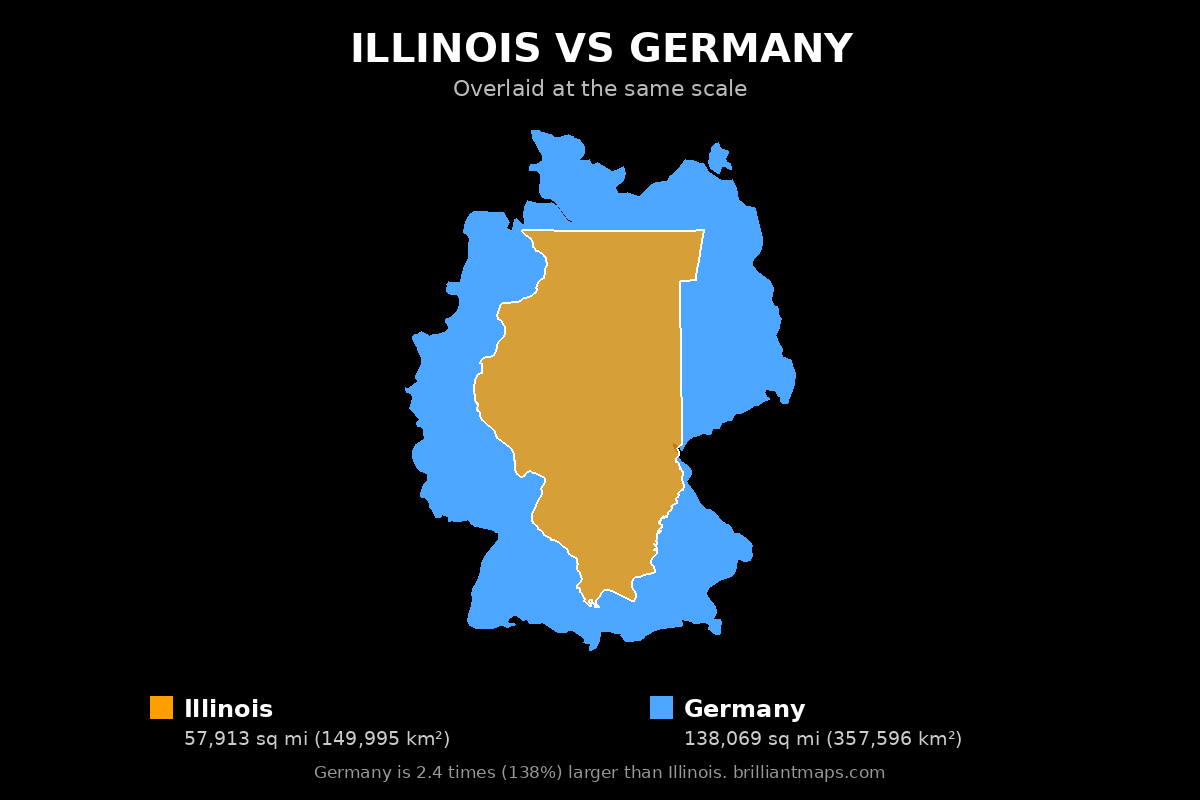 Illinois vs Germany Size Comparison Map