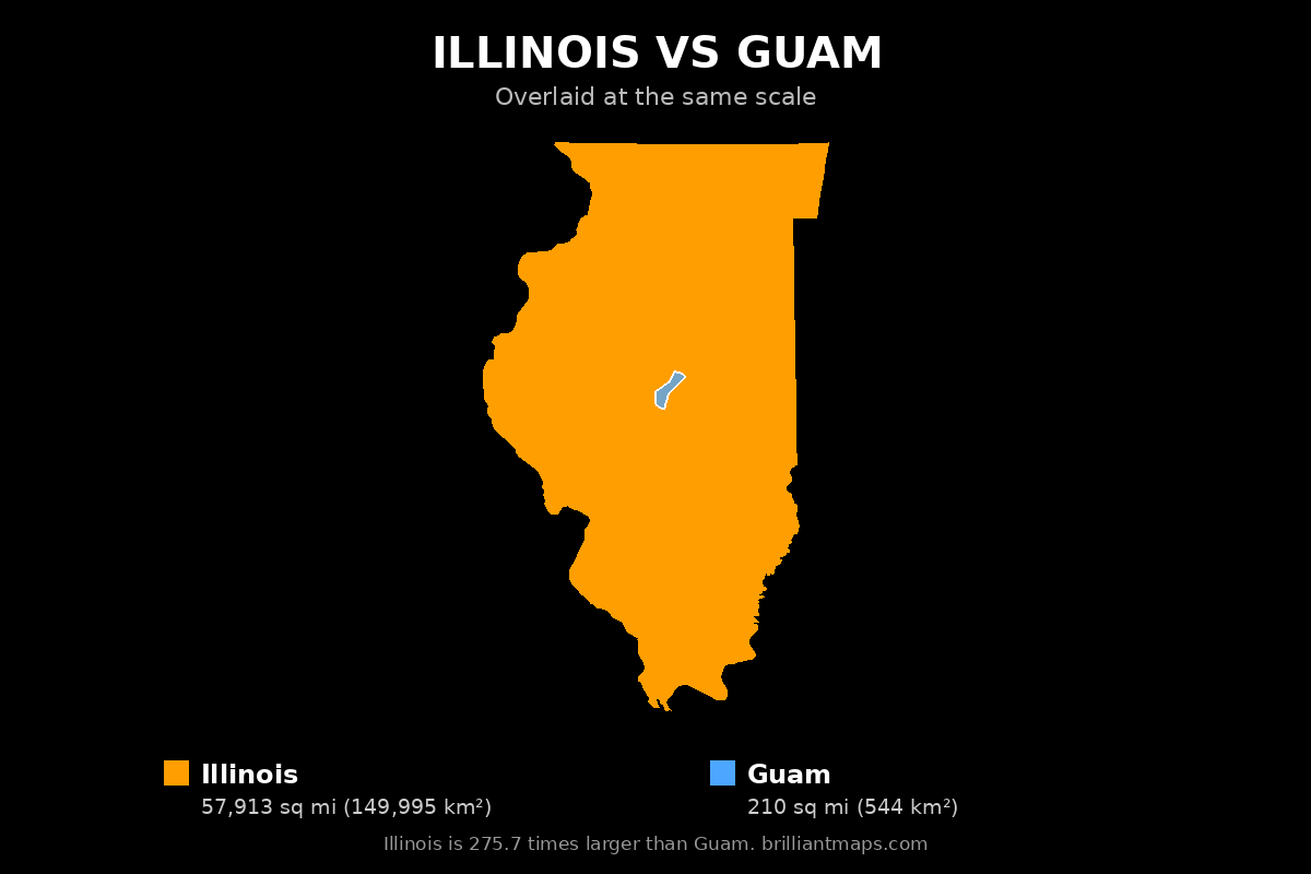 Illinois vs Guam Size Comparison Map