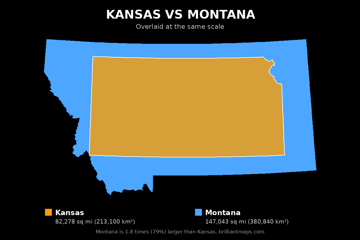 Kansas vs Montana Size Comparison Map