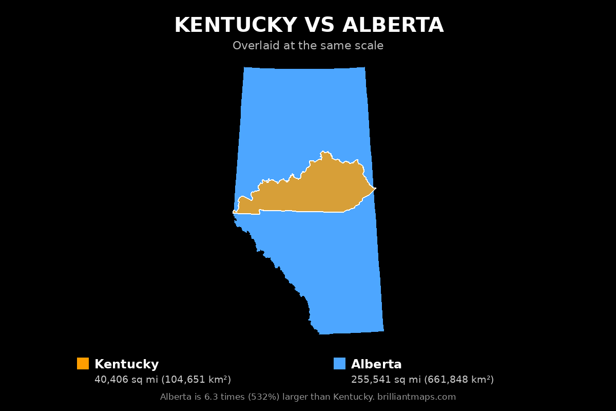 Kentucky vs Alberta Size Comparison Map