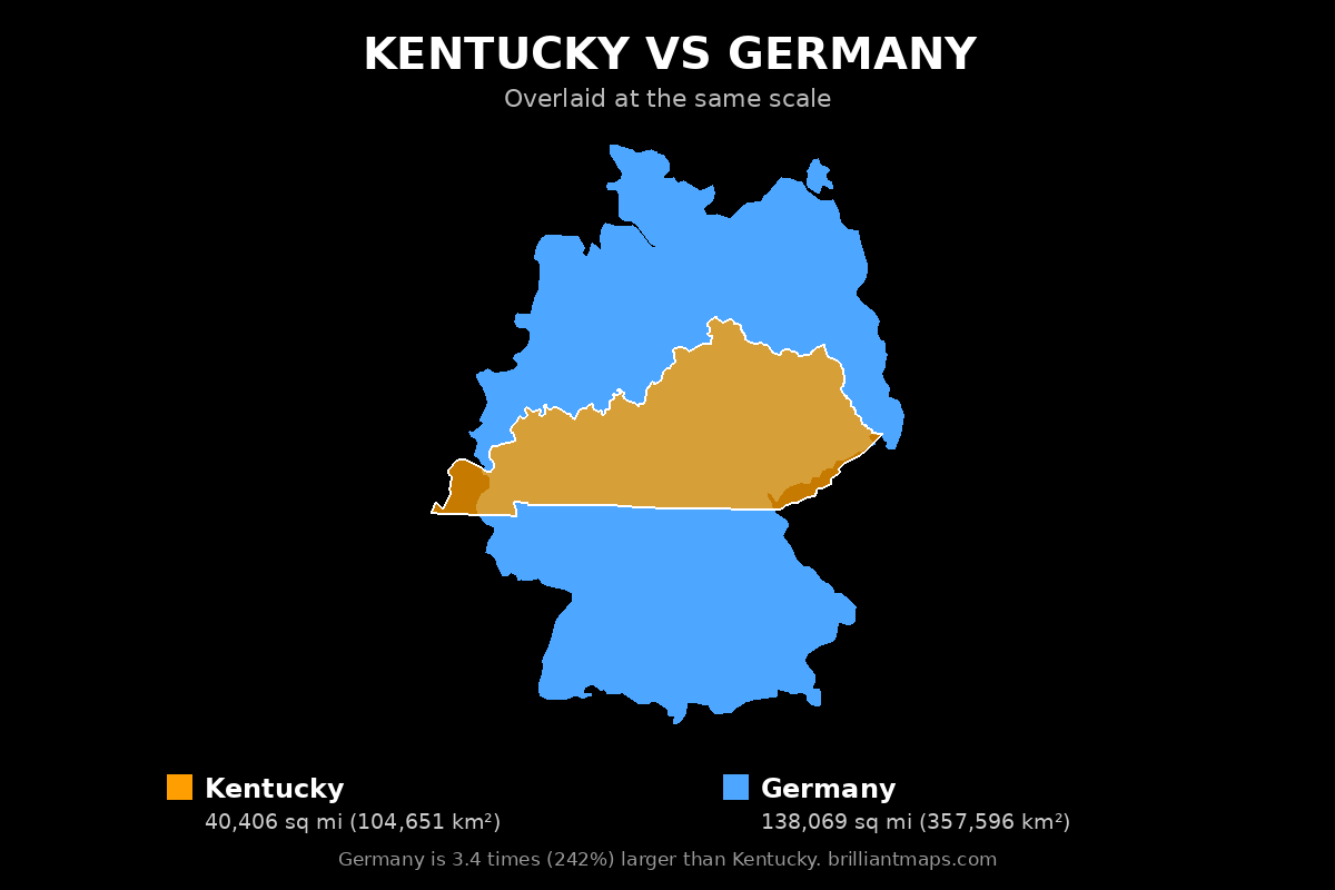 Kentucky vs Germany Size Comparison Map