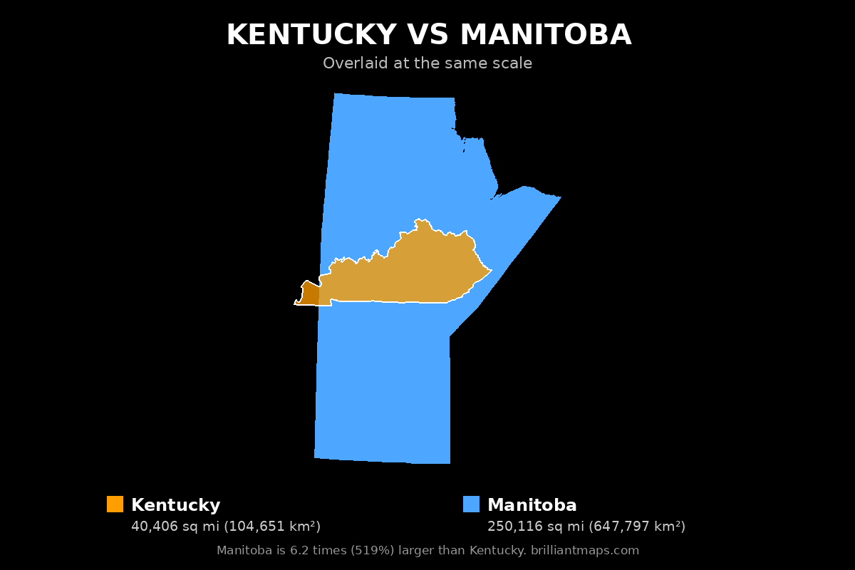 Kentucky vs Manitoba Size Comparison Map