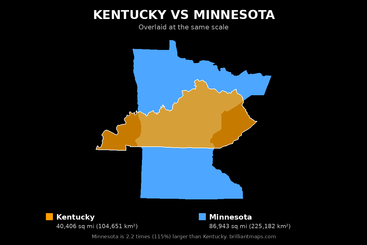Kentucky vs Minnesota Size Comparison Map