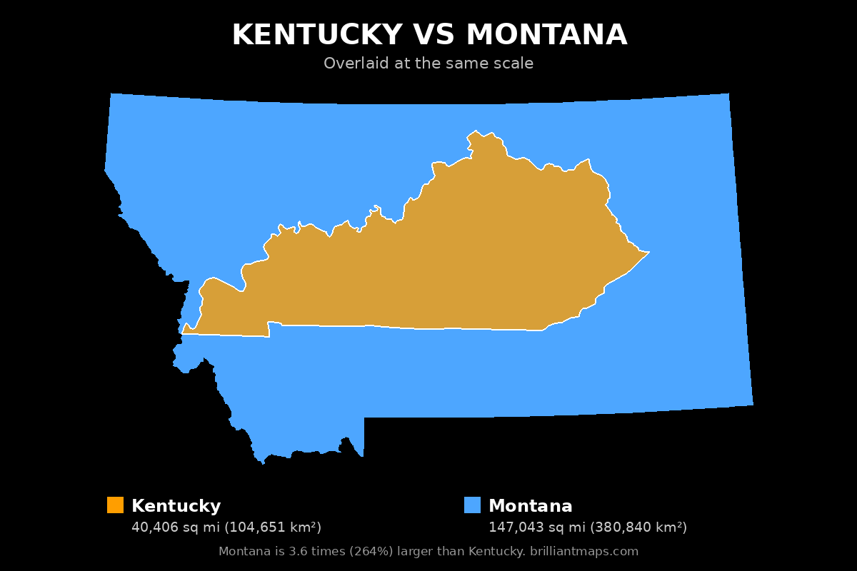 Kentucky vs Montana Size Comparison Map