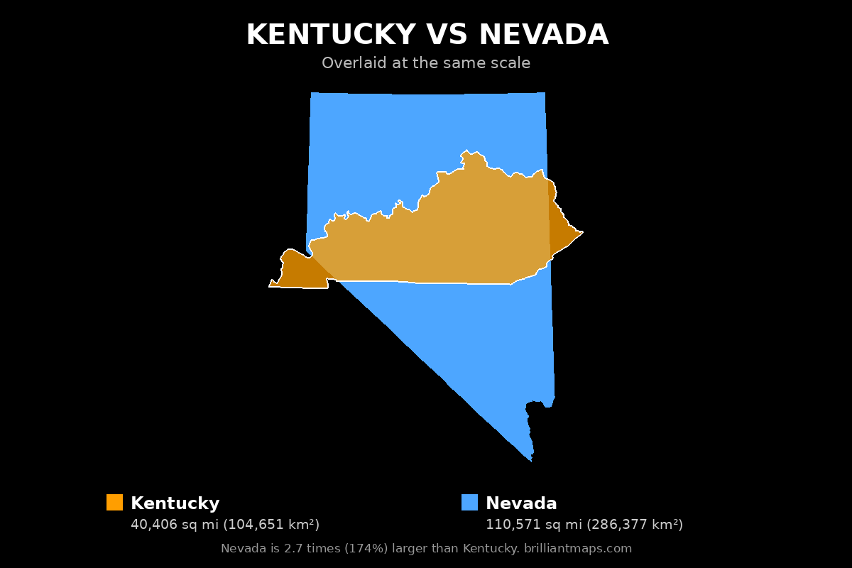 Kentucky vs Nevada Size Comparison Map