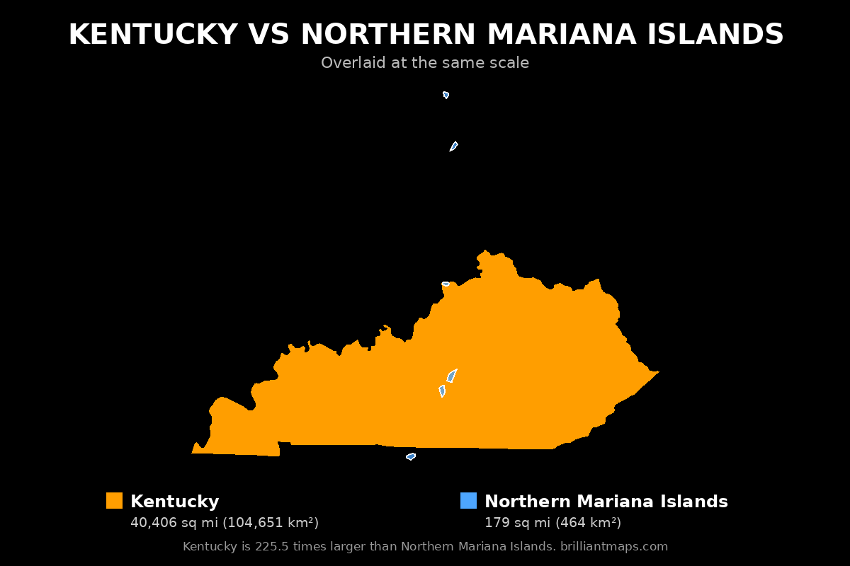 Kentucky vs Northern Mariana Islands Size Comparison Map