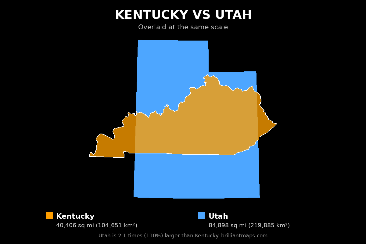 Kentucky vs Utah Size Comparison Map