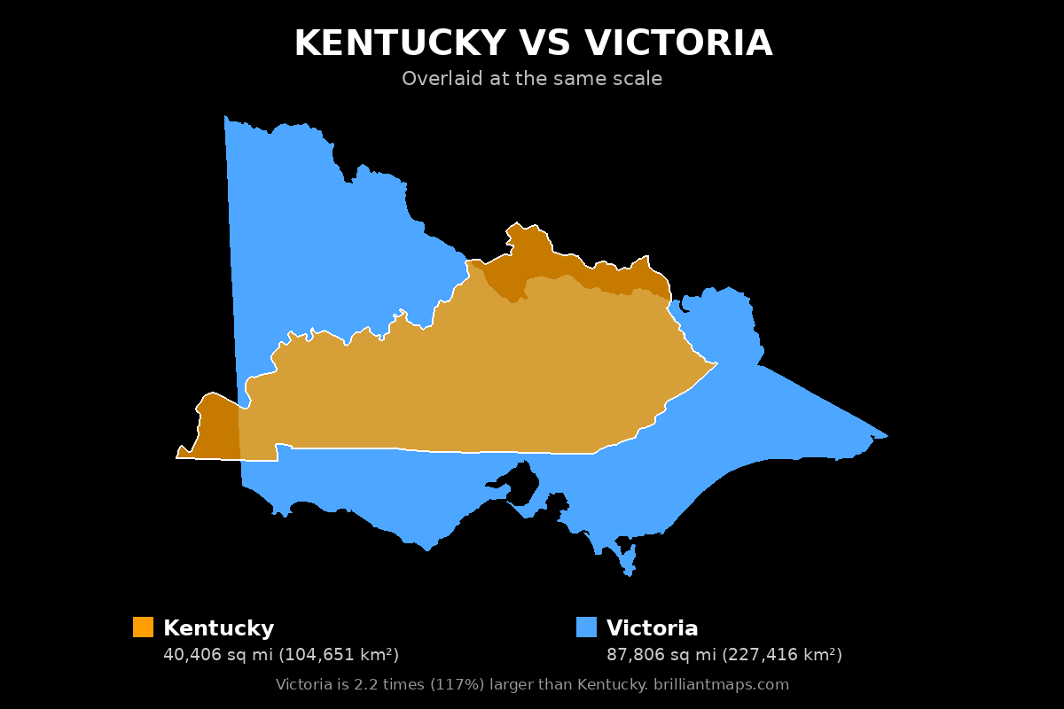 Kentucky vs Victoria Size Comparison Map