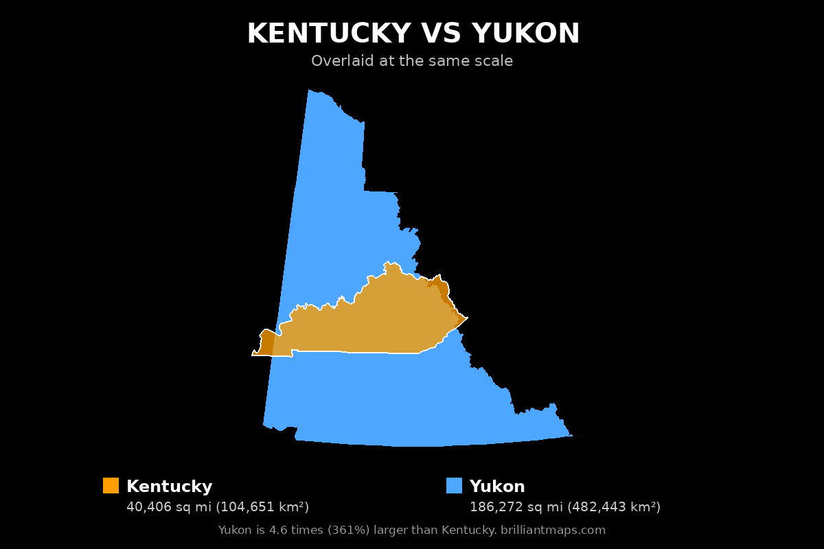 Kentucky vs Yukon Size Comparison Map