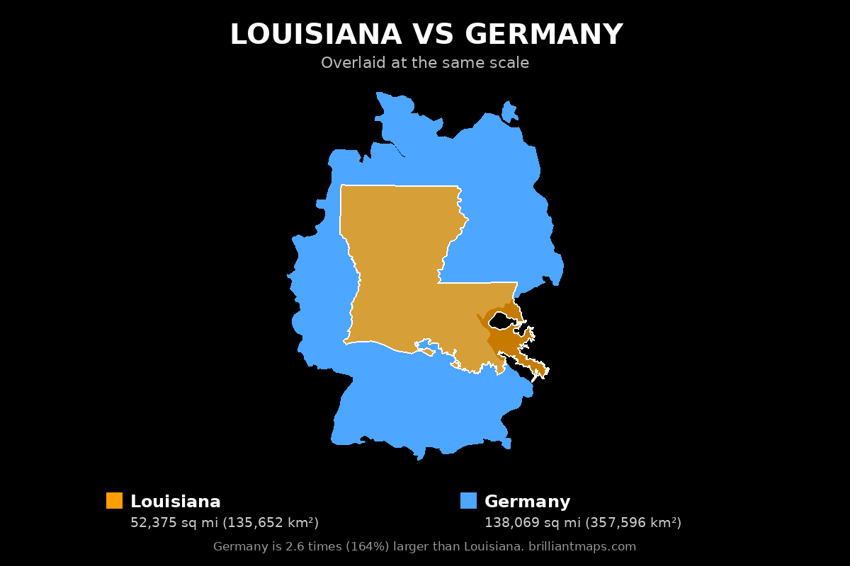 Louisiana vs Germany Size Comparison Map