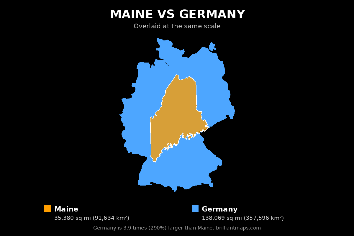 Maine vs Germany Size Comparison Map