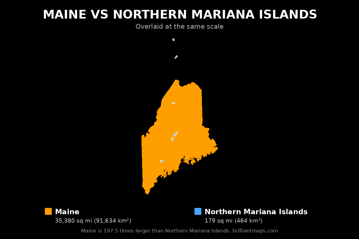 Maine vs Northern Mariana Islands Size Comparison Map