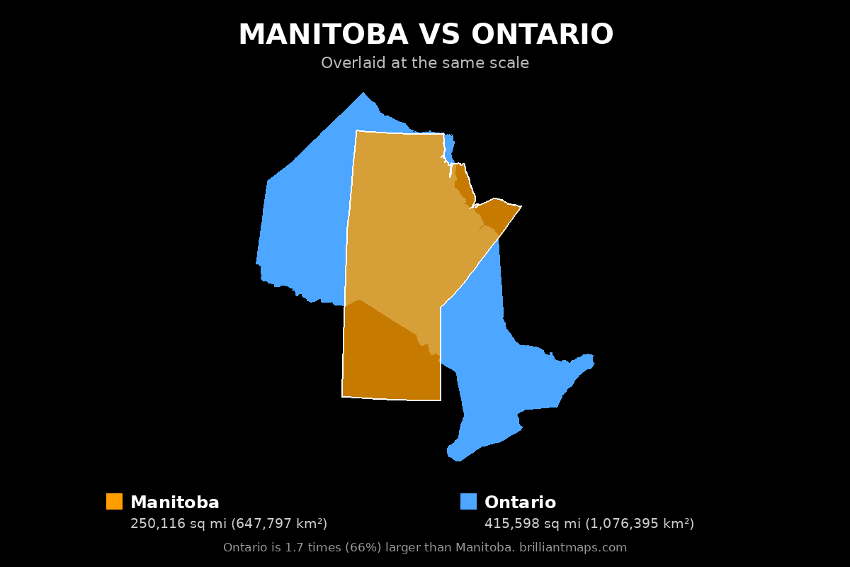 Manitoba vs Ontario Size Comparison Map