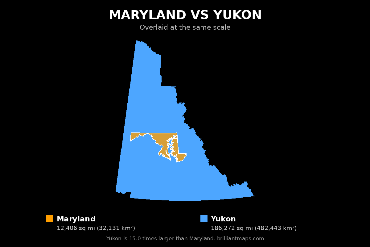 Maryland vs Yukon Size Comparison Map
