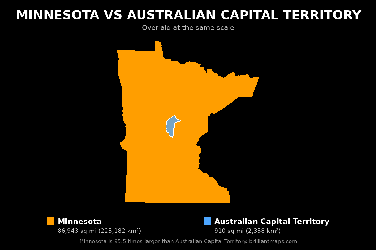 Minnesota vs Australian Capital Territory Size Comparison Map