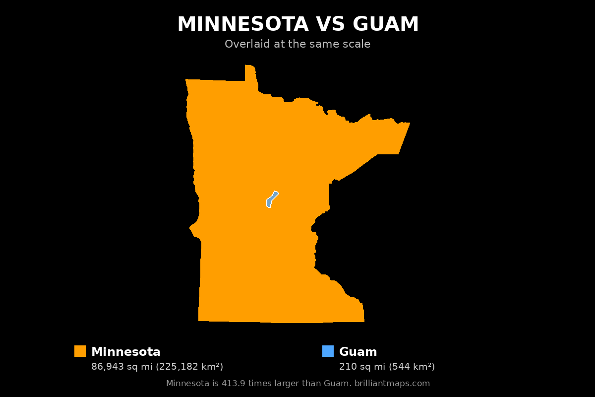 Minnesota vs Guam Size Comparison Map