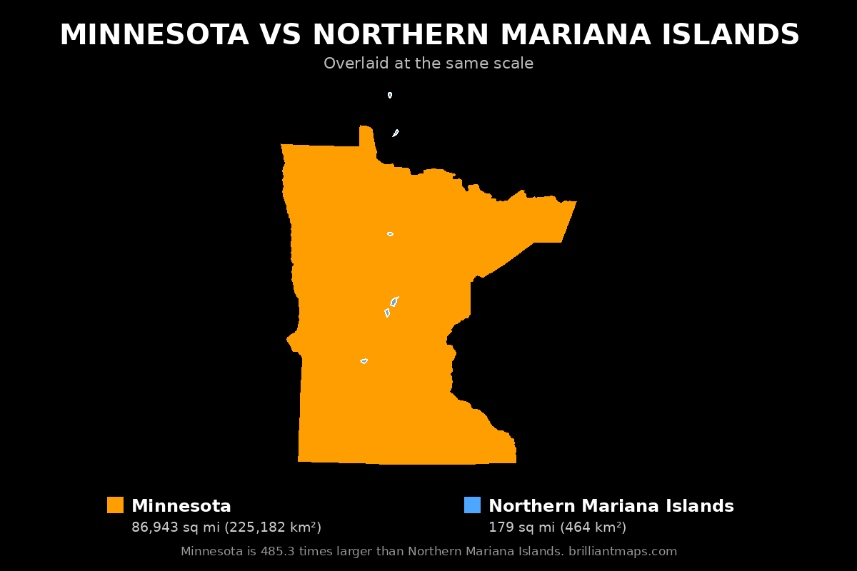 Minnesota vs Northern Mariana Islands Size Comparison Map