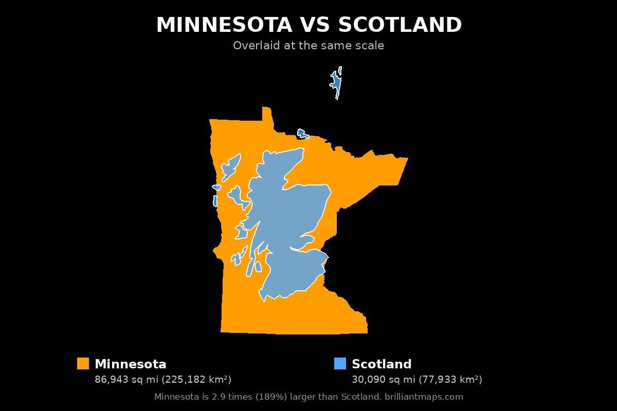 Minnesota vs Scotland Size Comparison Map