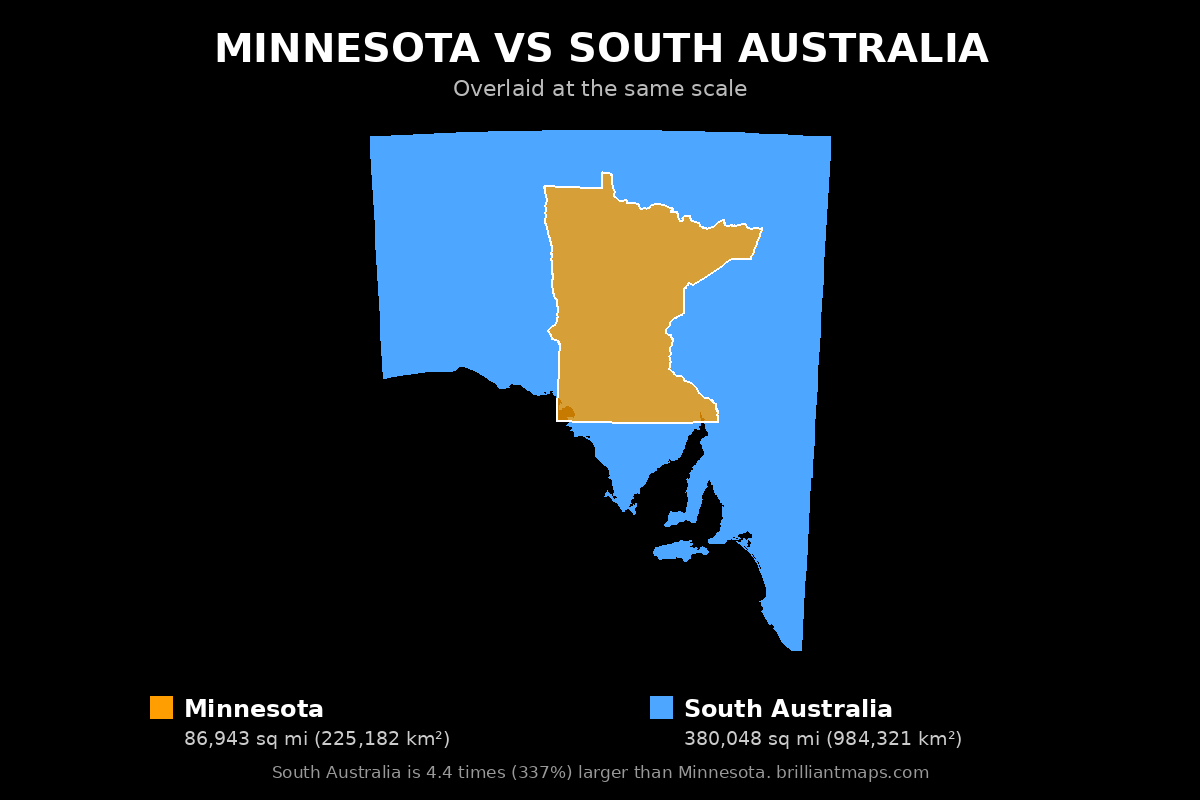 Minnesota vs South Australia Size Comparison Map