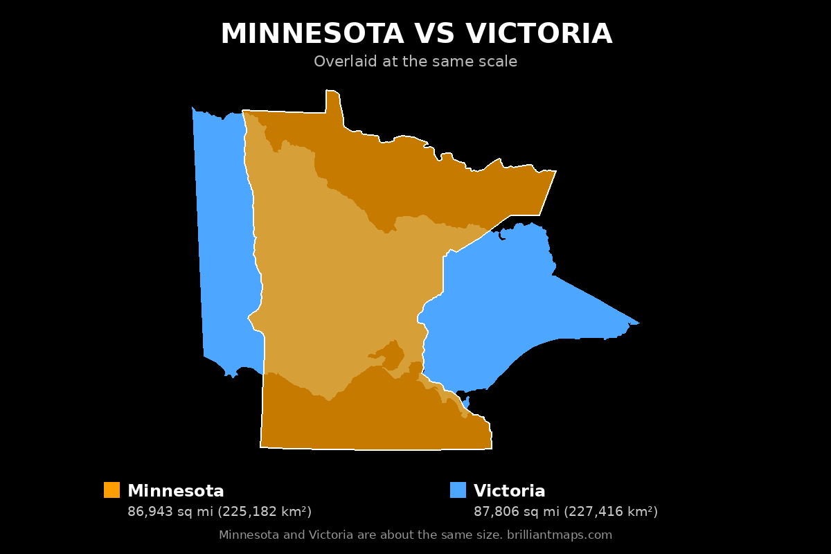 Minnesota vs Victoria Size Comparison Map