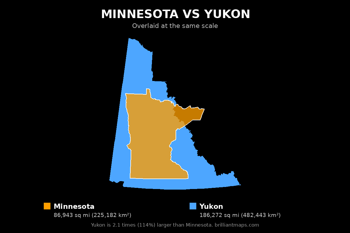 Minnesota vs Yukon Size Comparison Map