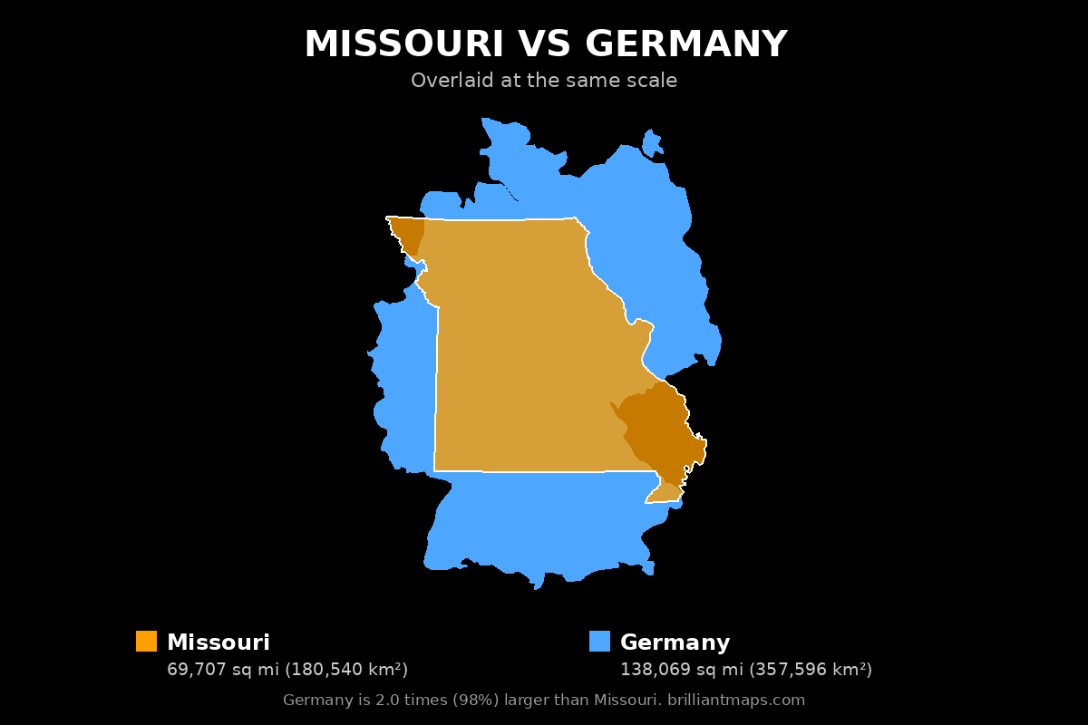 Missouri vs Germany Size Comparison Map