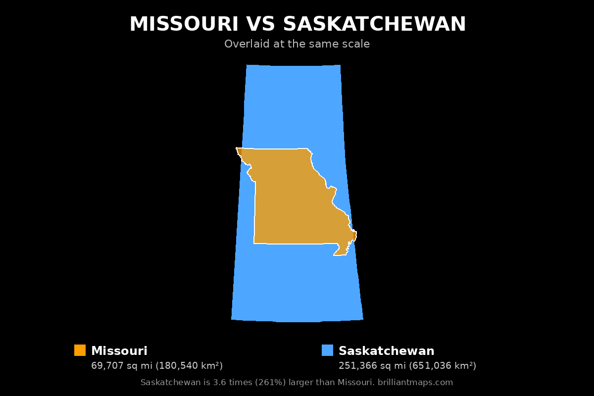 Missouri vs Saskatchewan Size Comparison Map