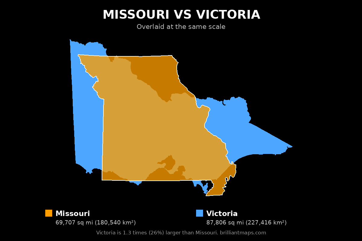 Missouri vs Victoria Size Comparison Map
