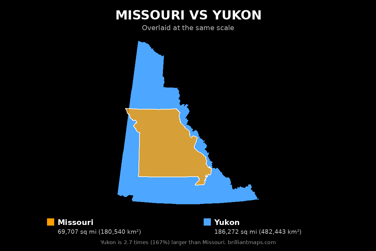 Missouri vs Yukon Size Comparison Map