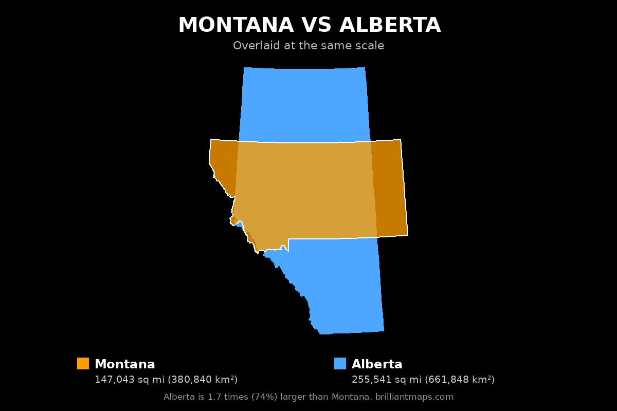 Montana vs Alberta Size Comparison Map