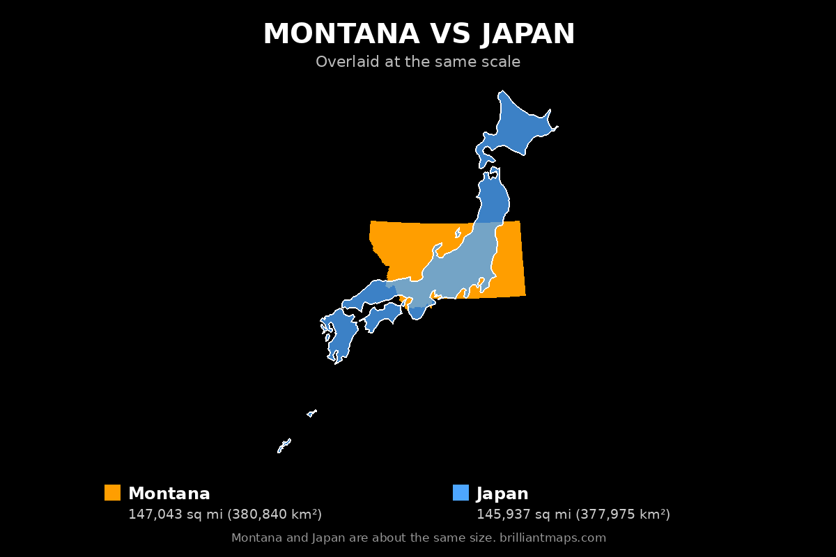 Montana vs Japan Size Comparison Map