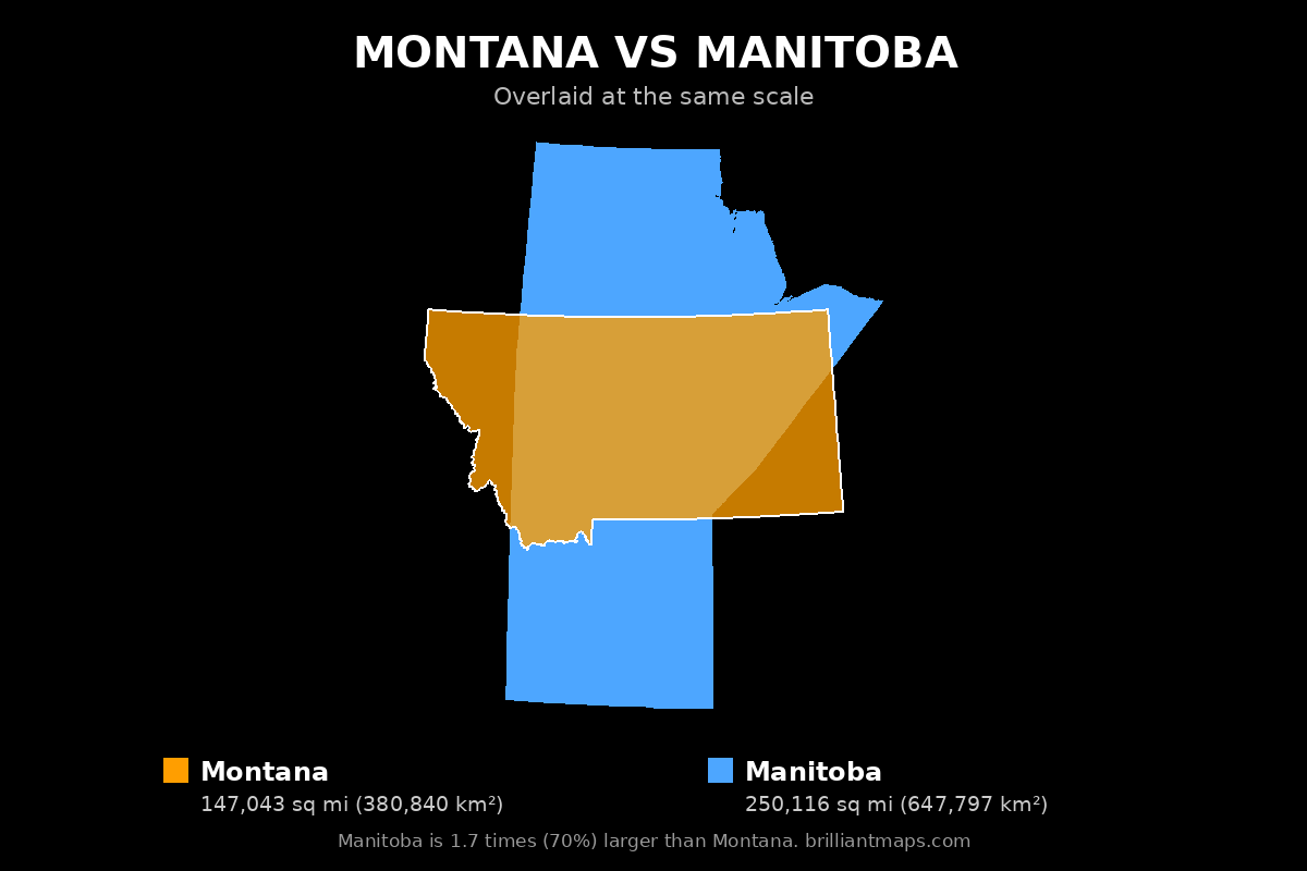Montana vs Manitoba Size Comparison Map