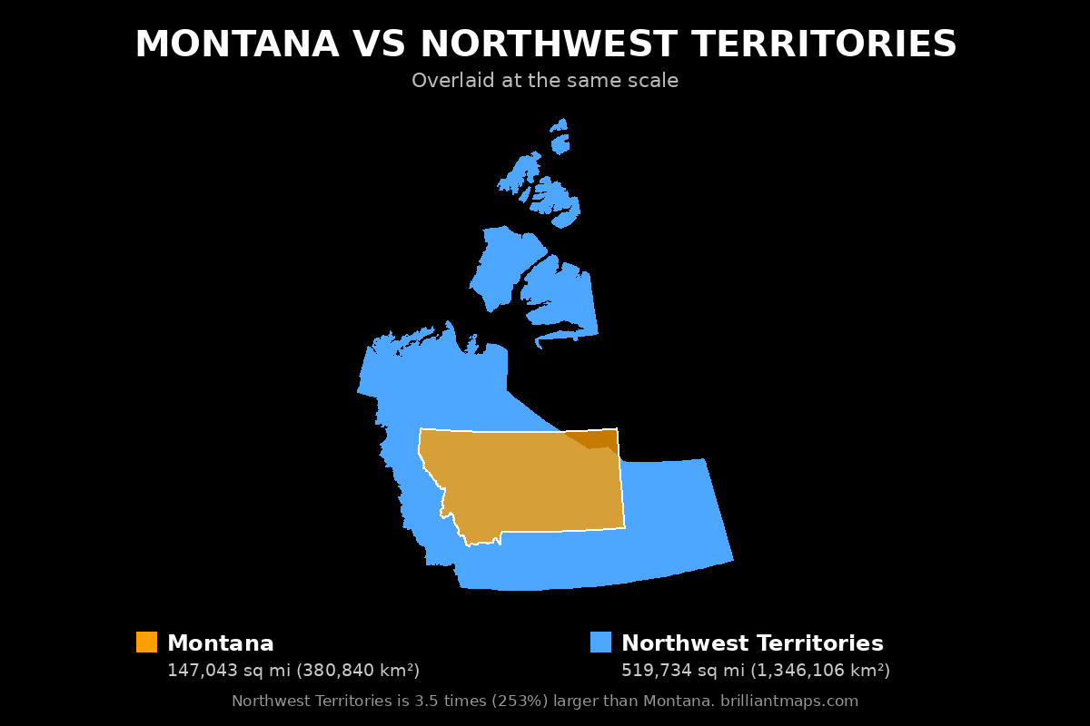 Montana vs Northwest Territories Size Comparison Map