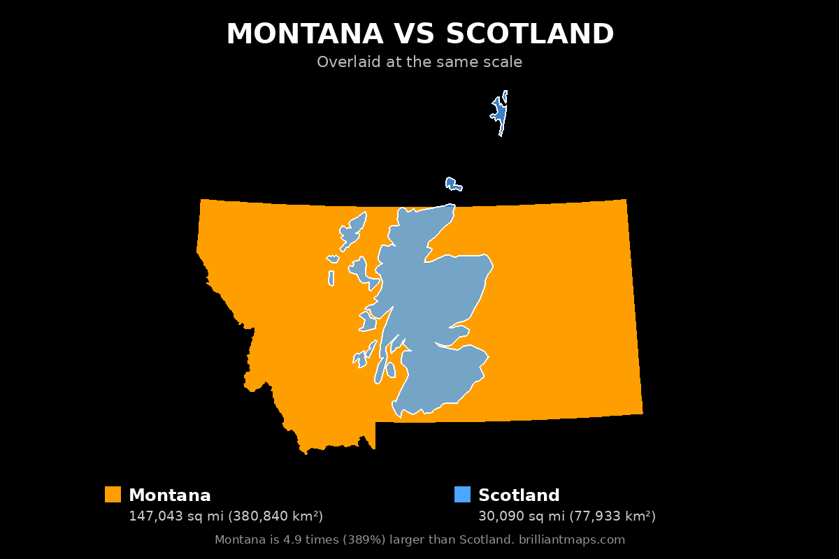 Montana vs Scotland Size Comparison Map
