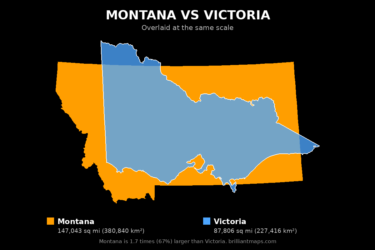 Montana vs Victoria Size Comparison Map