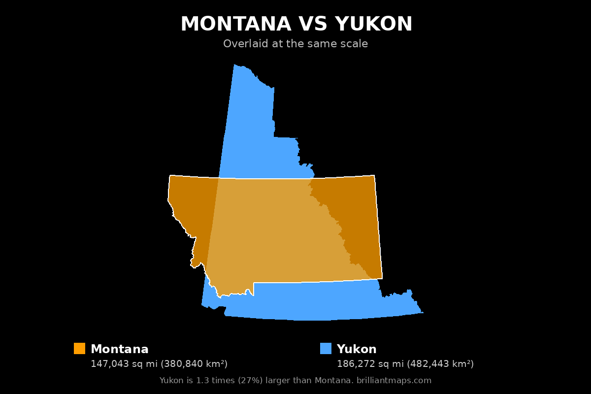 Montana vs Yukon Size Comparison Map