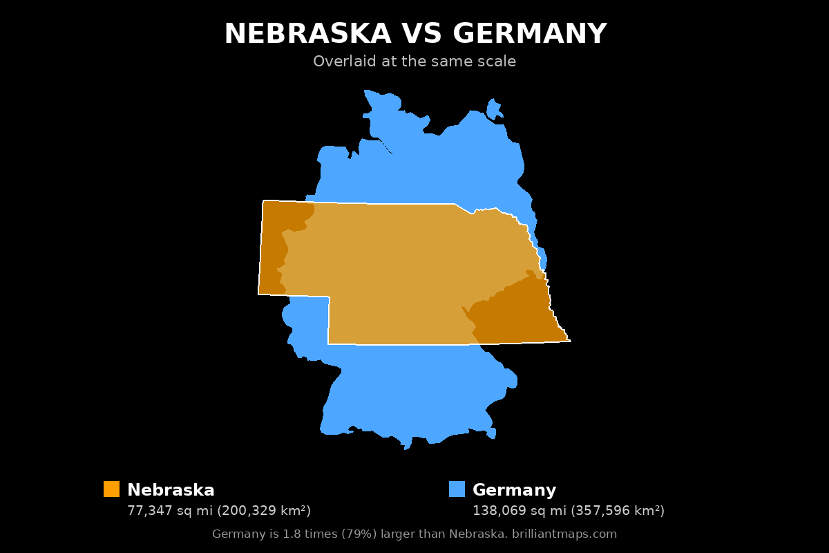 Nebraska vs Germany Size Comparison Map