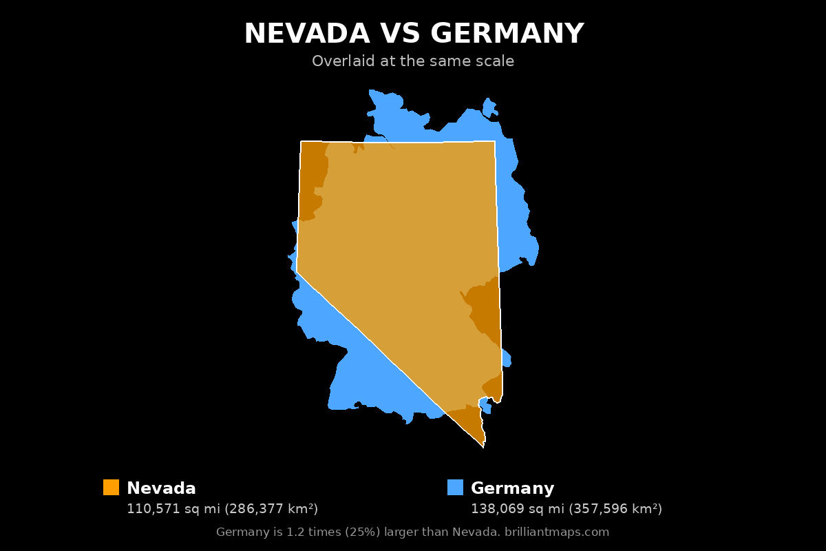 Nevada vs Germany Size Comparison Map