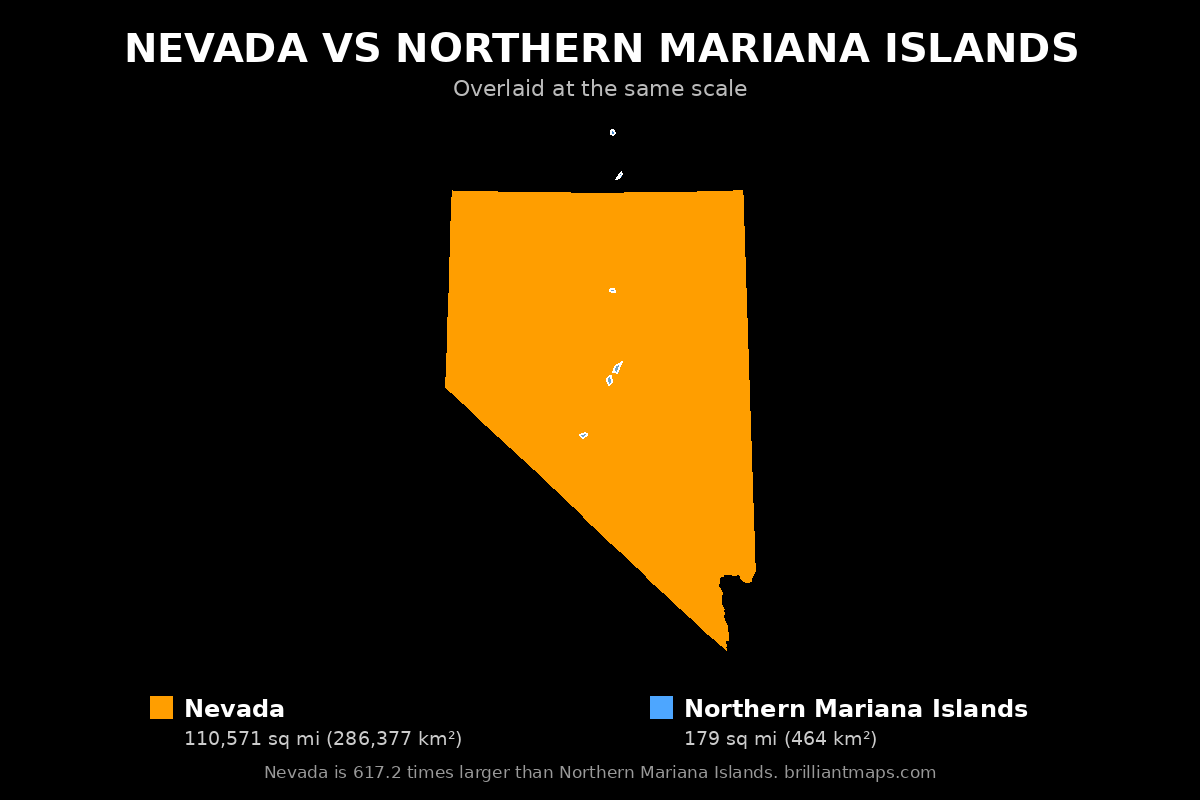 Nevada vs Northern Mariana Islands Size Comparison Map