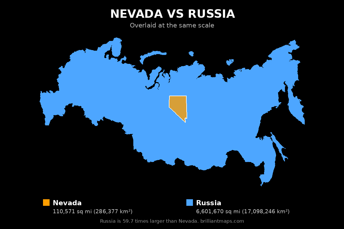 Nevada vs Russia Size Comparison Map