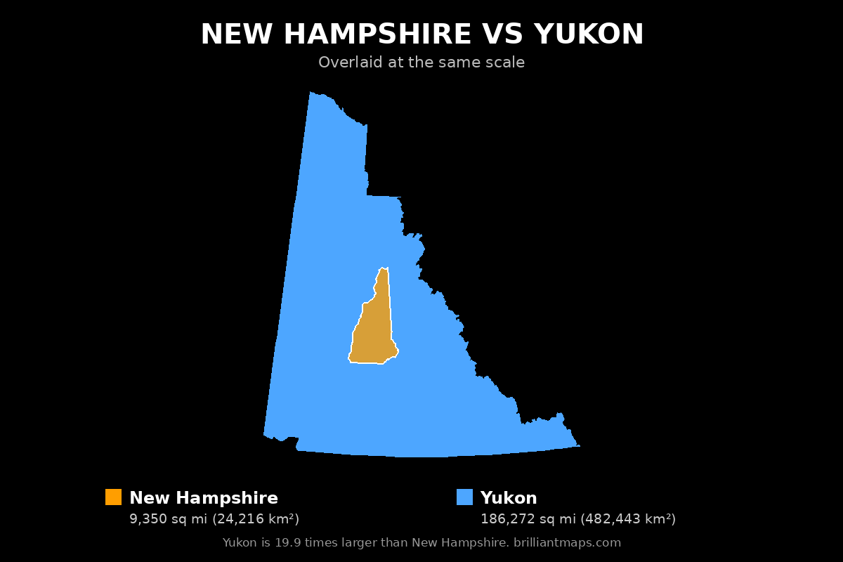 New Hampshire vs Yukon Size Comparison Map