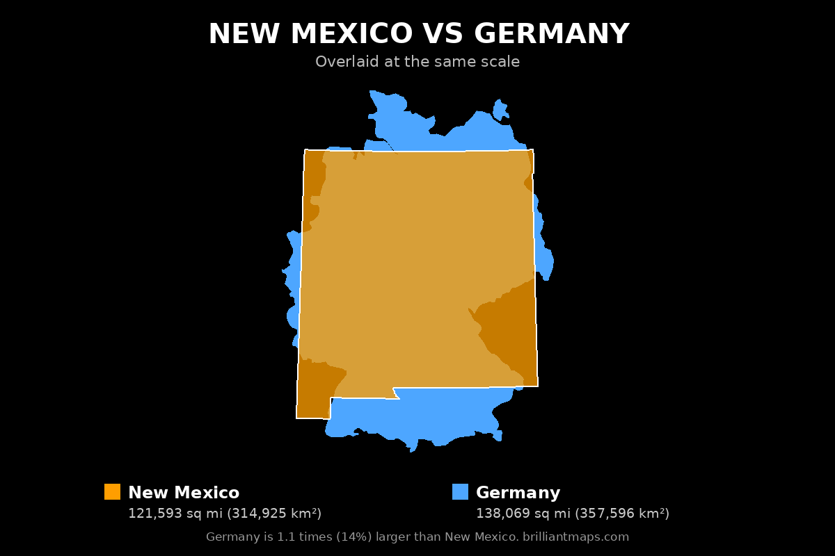 New Mexico vs Germany Size Comparison Map