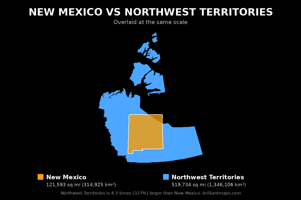 New Mexico vs Northwest Territories Size Comparison Map