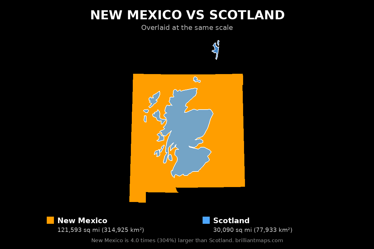 New Mexico vs Scotland Size Comparison Map
