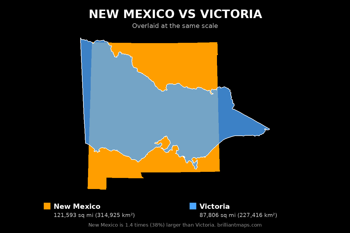 New Mexico vs Victoria Size Comparison Map
