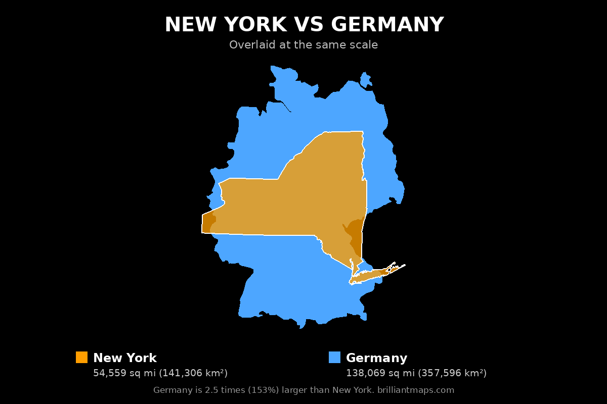 New York vs Germany Size Comparison Map