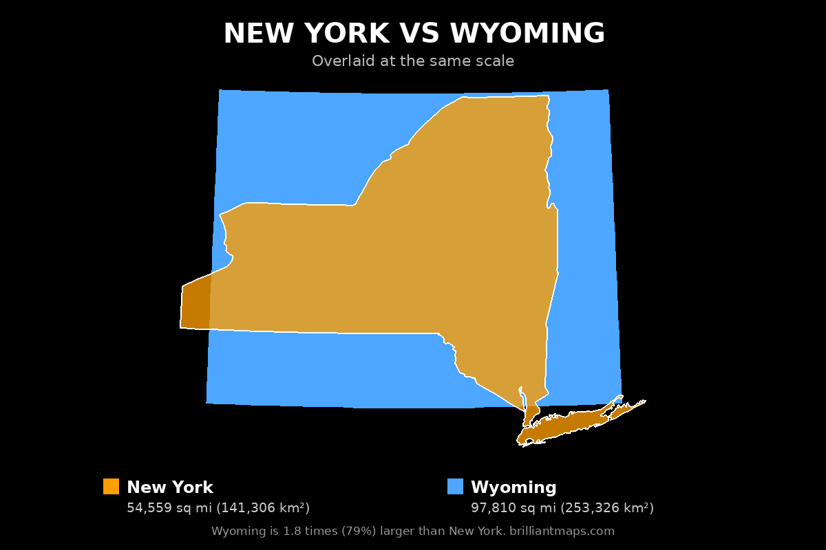 New York vs Wyoming Size Comparison Map