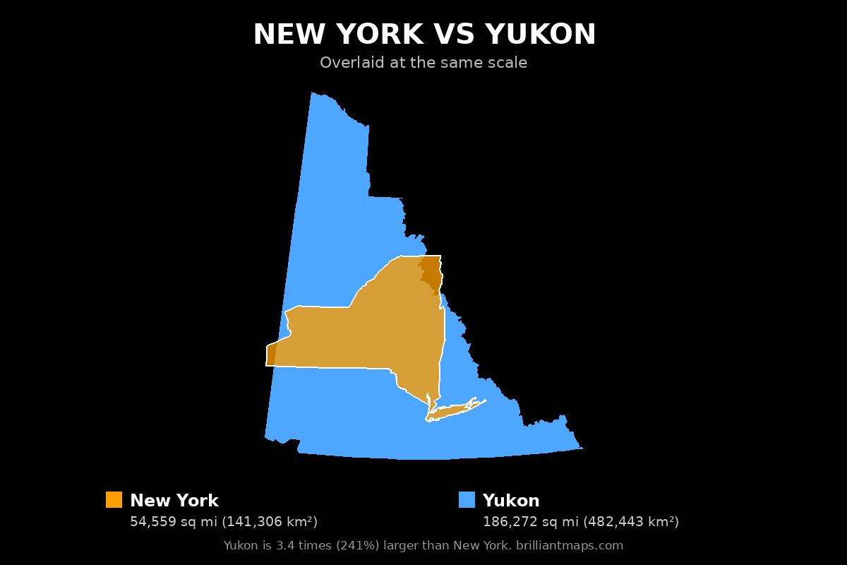 New York vs Yukon Size Comparison Map